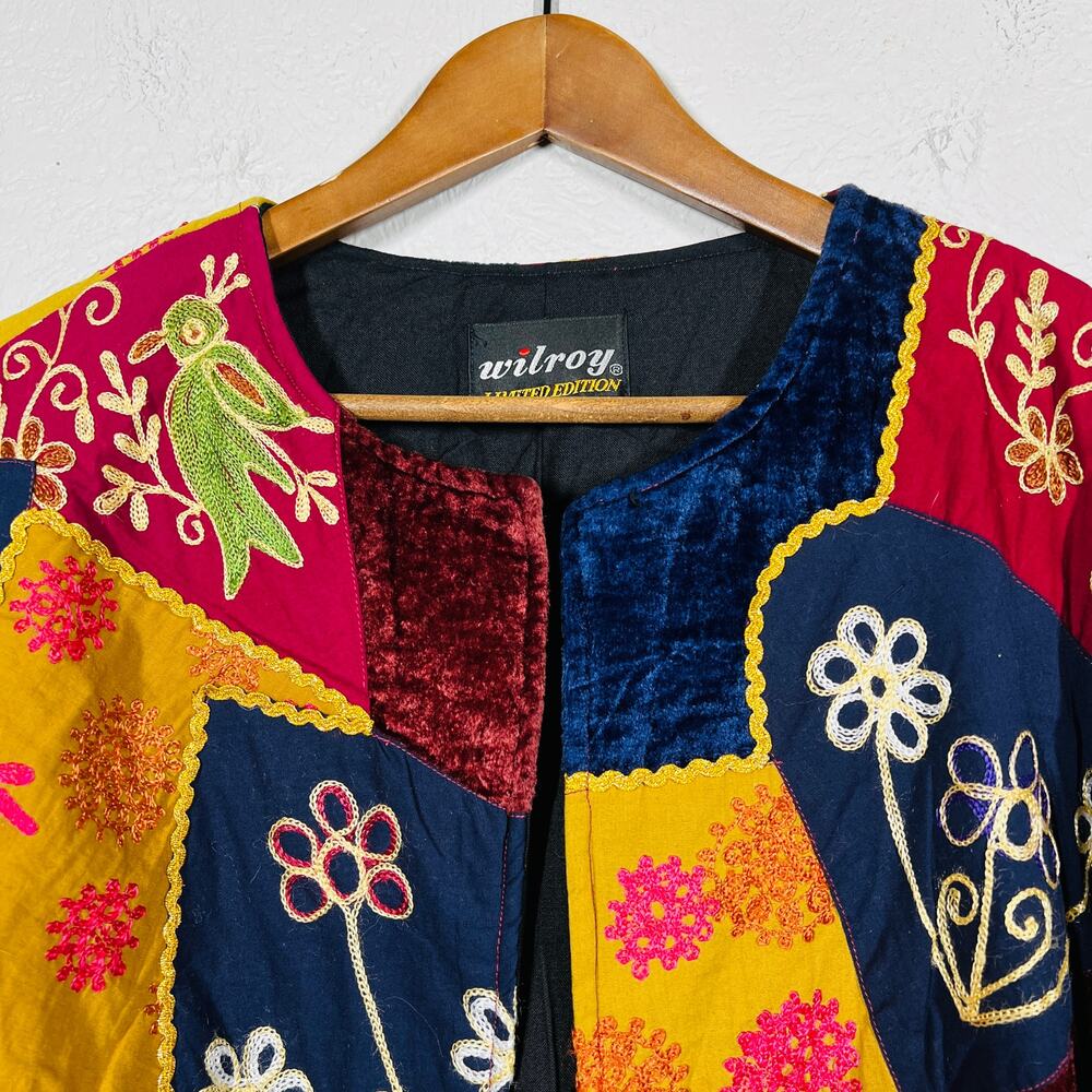 Colorful Embroidered Patchwork Blazer - image 2